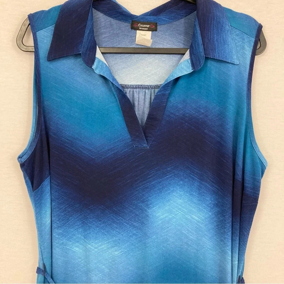 Cocomo Navy Soft Stretch V Neck Sleeveless Collar Belted Casual Dress size 2X - Picture 3 of 9